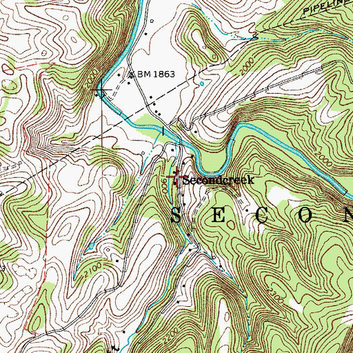 Topographic Map of Second Creek Pentecostal Holiness Church, WV