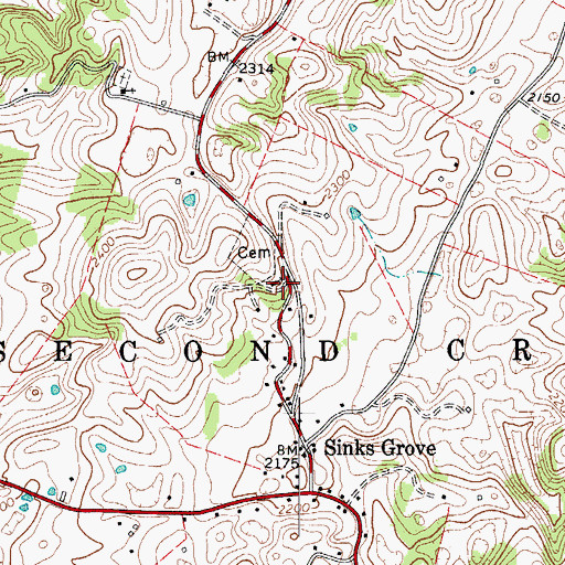 Topographic Map of Sinks Grove Baptist Church, WV