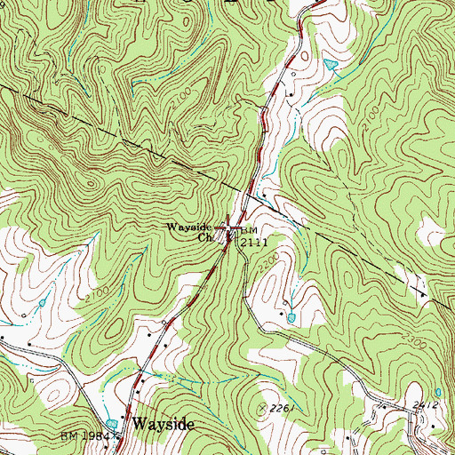 Topographic Map of Wayside Cemetery, WV