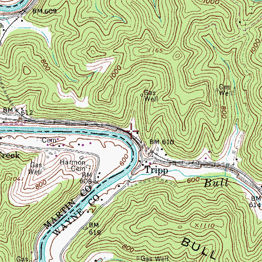 Topographic Map of Cassie Post Office (historical), WV