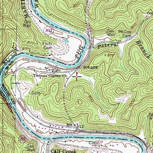 Topographic Map of Millet (historical), WV