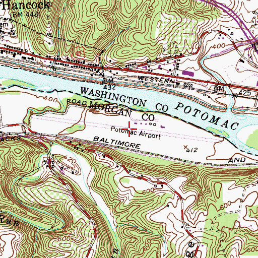 Topographic Map of Potomac Airpark, WV