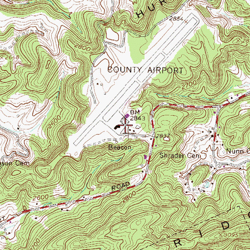 Topographic Map of Mercer County Airport, WV