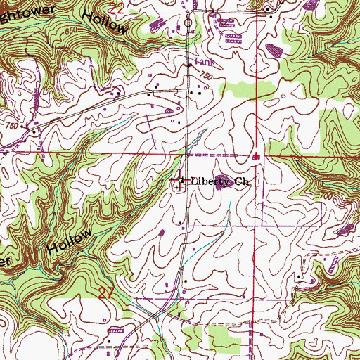 Topographic Map of Liberty Church, AL
