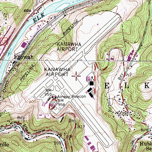 Topographic Map of Yeager Airport, WV