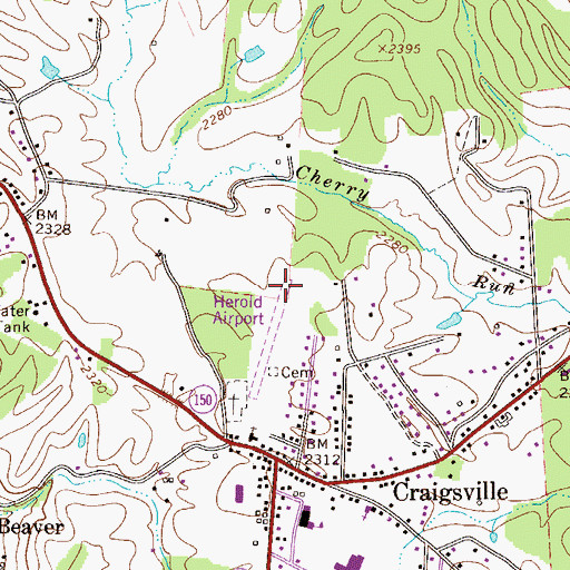Topographic Map of Herold Airport, WV