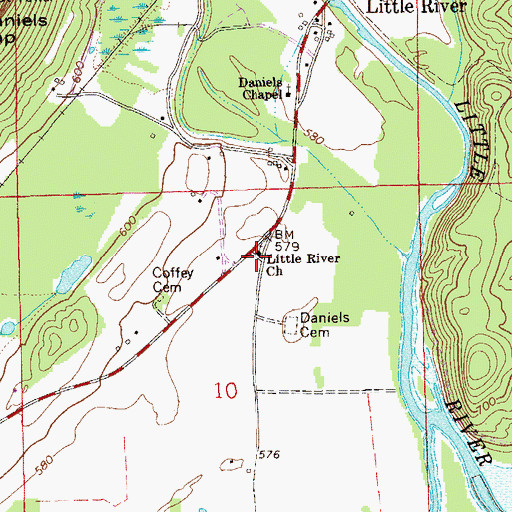 Topographic Map of Little River Baptist Church, AL
