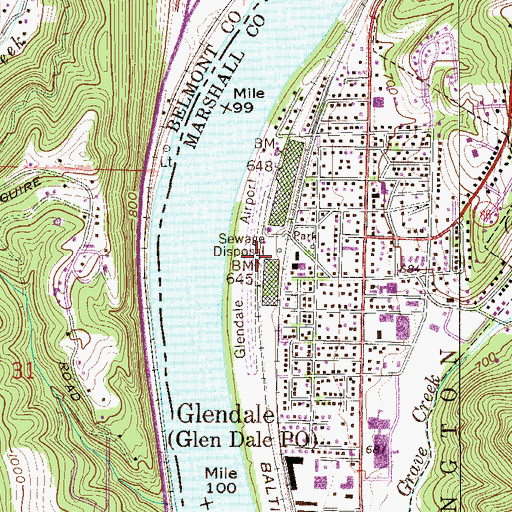 Topographic Map of Glendale Fokker Field, WV