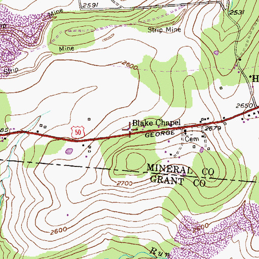 Topographic Map of Allegheny Mining Heliport, WV