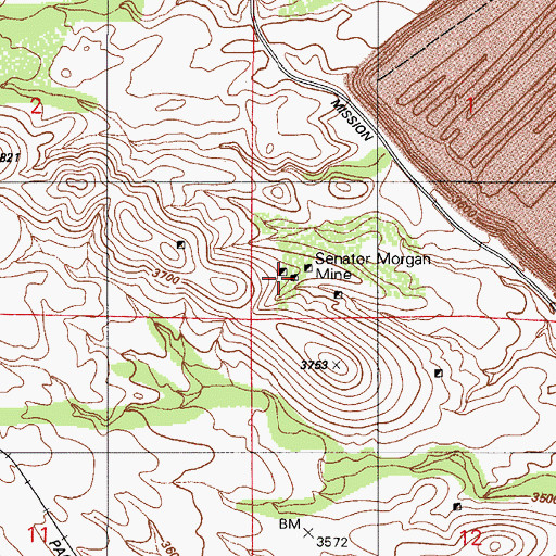 Topographic Map of Senator Morgan Mine, AZ