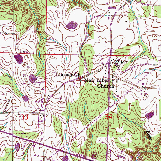 Topographic Map of Loosier Church of Christ, AL