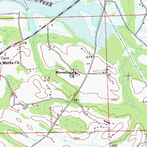 Topographic Map of Macedonia Baptist Church, AL