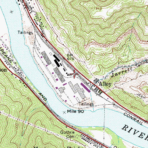 Topographic Map of Alloy Heliport, WV