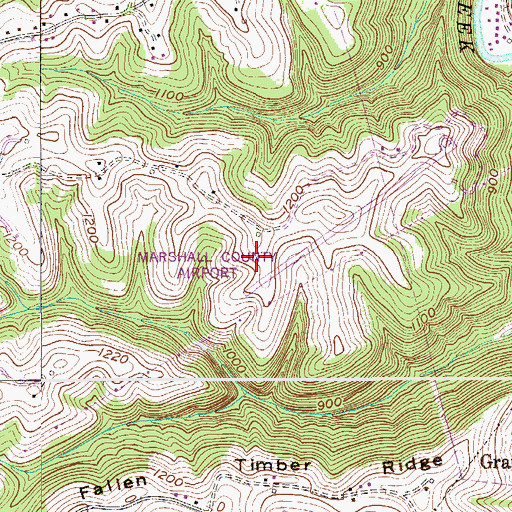 Topographic Map of Marshall County Airport, WV
