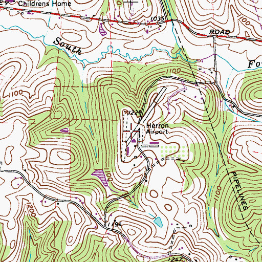 Topographic Map of Herron Airport, WV