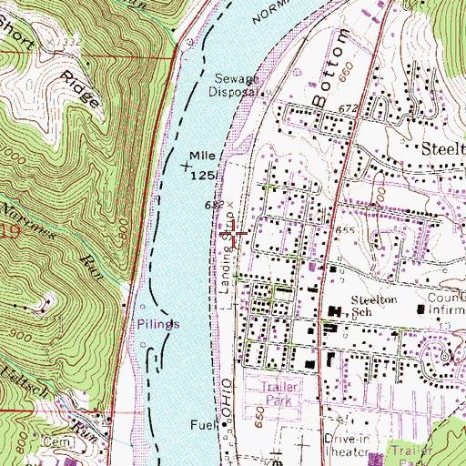 Topographic Map of P W Johnson Memorial Airport, WV
