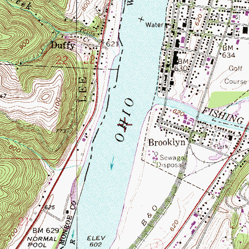 Topographic Map of New Martinsville Seaplane Base, WV