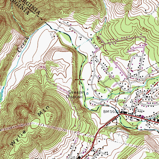 Topographic Map of Peterstown Airport (historical), WV