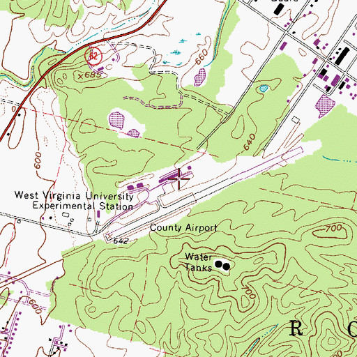 Topographic Map of Mason County Airport, WV