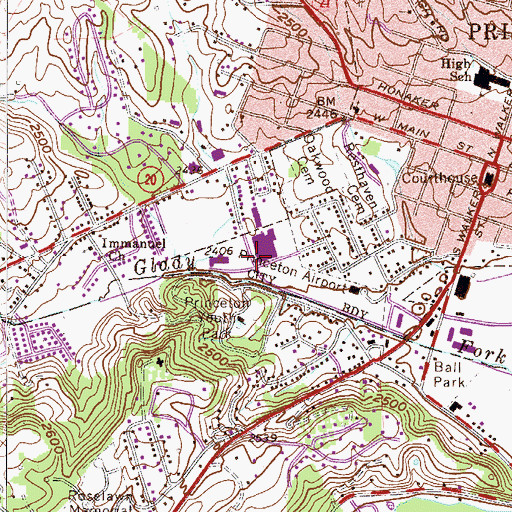 Topographic Map of Princeton Community Hospital Heliport, WV
