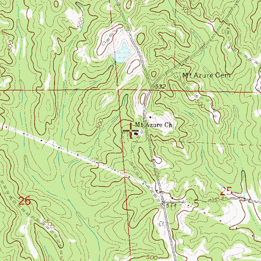Topographic Map of Mount Azure Baptist Church, AL