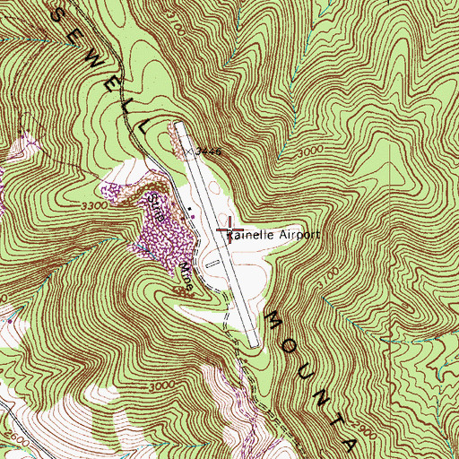 Topographic Map of Rainelle Airport, WV