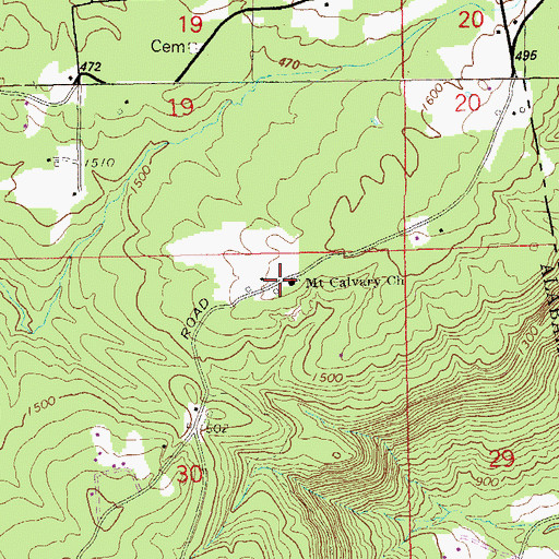 Topographic Map of Mount Calvary Baptist Church, AL