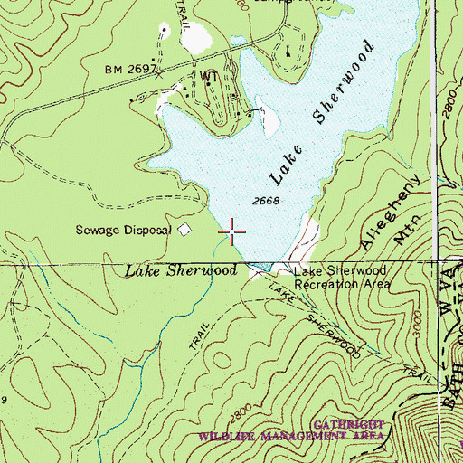 Topographic Map of Lake Sherwood Dam, WV