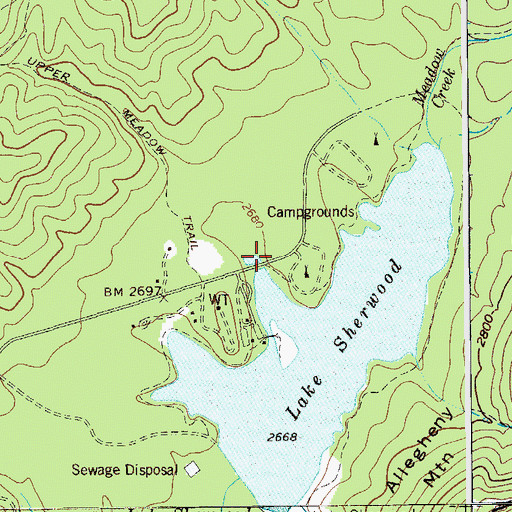 Topographic Map of Lake Sherwood, WV