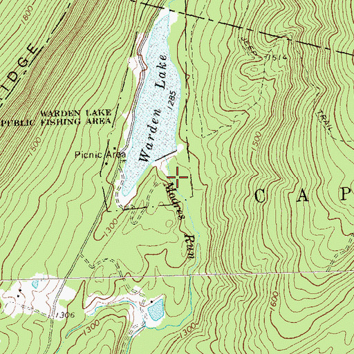 Topographic Map of Warden Lake Dam, WV