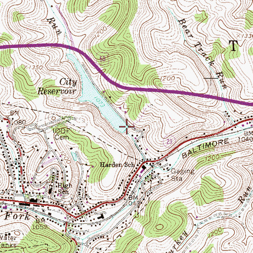 Topographic Map of City of Salem Dam, WV