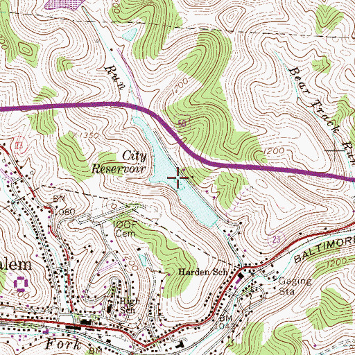 Topographic Map of Salem Auxillary Lake, WV