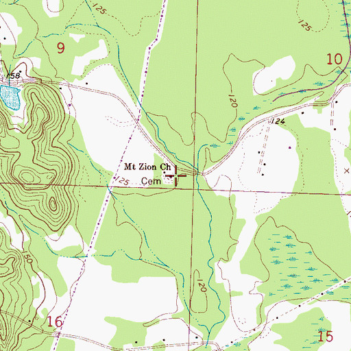 Topographic Map of Mount Zion Baptist Church, AL
