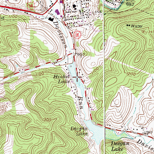 Topographic Map of Bridgeport Water Supply Lake, WV