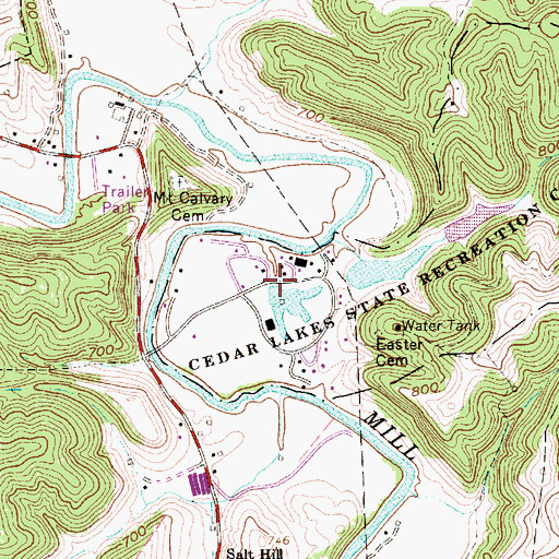 Topographic Map of Cedar Lakes Dam Number One, WV