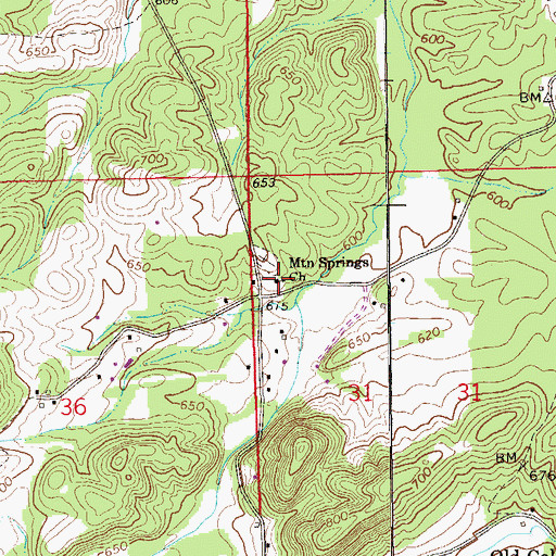 Topographic Map of Mountain Springs Methodist Church, AL