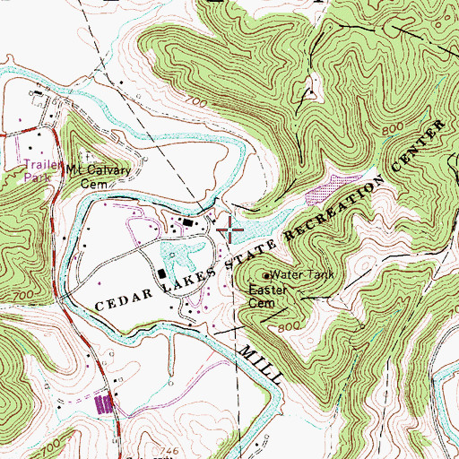 Topographic Map of Cedar Lakes Dam Number Two, WV