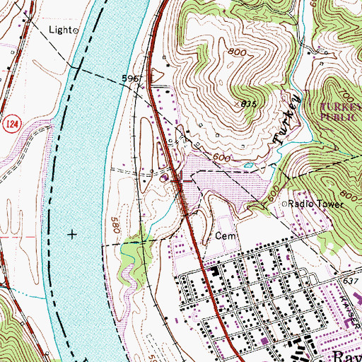 Topographic Map of Turkey Run Lake Dam, WV