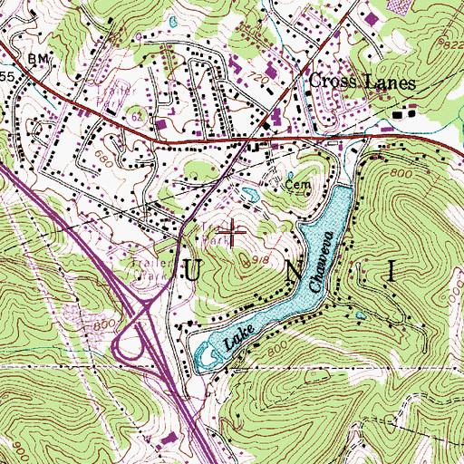 Topographic Map of Lake Chaweva Dam, WV