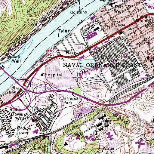 Topographic Map of Fmc Waste Retention Basin Dam, WV