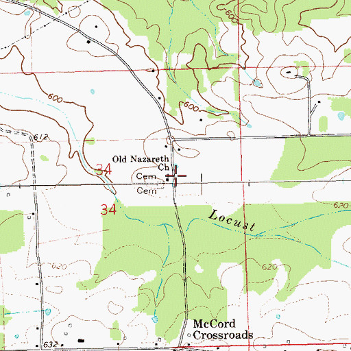 Topographic Map of Old Nazareth Baptist Church, AL