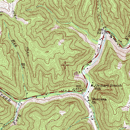 Topographic Map of Bells Fishing Lake Dam, WV
