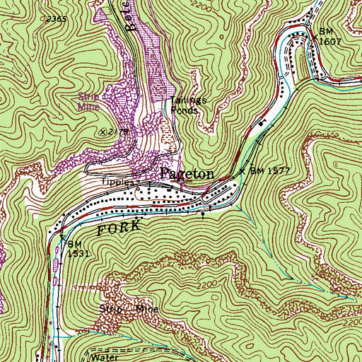 Topographic Map of Belcher Branch Coal Refuse Disposal Dam, WV