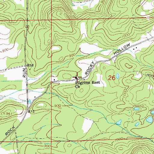 Topographic Map of Pilgrim Rest Baptist Church, AL