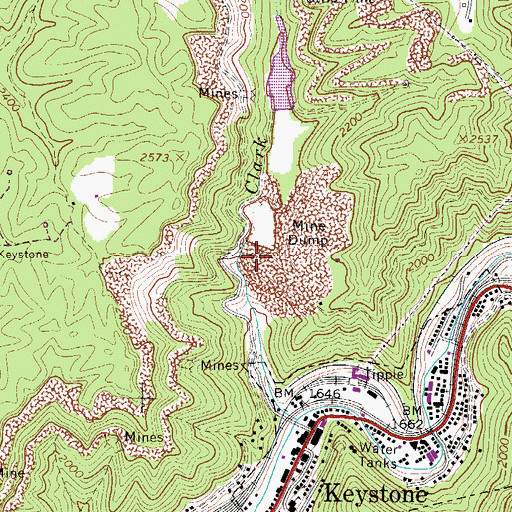 Topographic Map of Keystone Refuse Dump Mine Number 1 Dam, WV