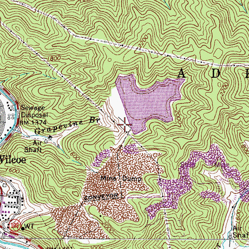 Topographic Map of Grapevine Branch Refuse and Impoundment Dam, WV