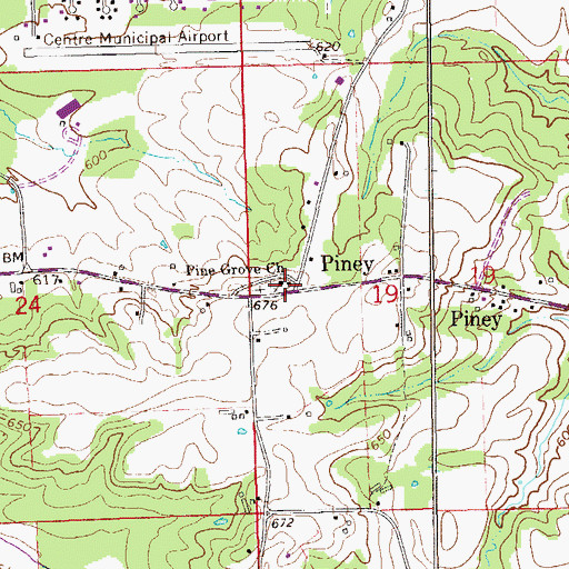 Topographic Map of Pine Grove Baptist Church, AL