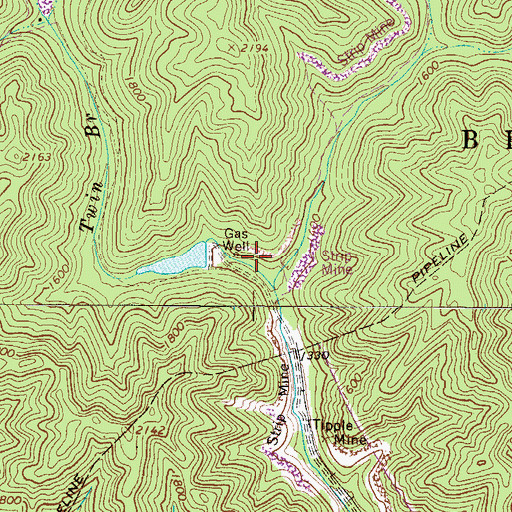 Topographic Map of Twin Branch Dam Number One, WV