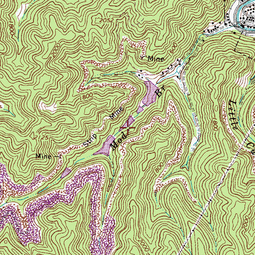 Topographic Map of Mod Branch Dam Number Three, WV