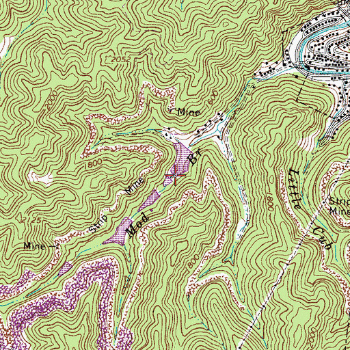 Topographic Map of Mod Branch Dam Number Two, WV